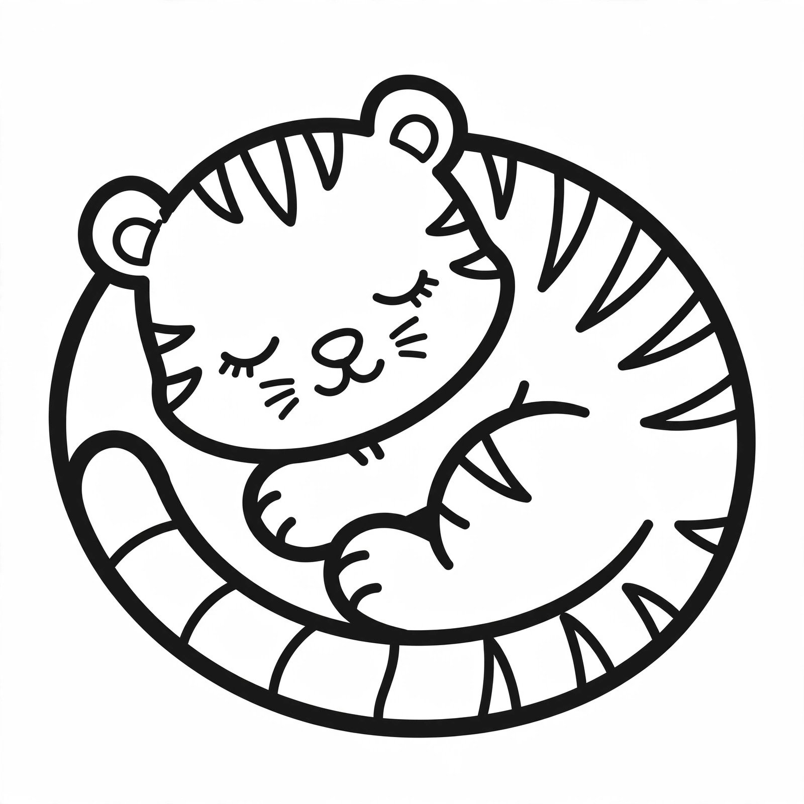 Sleeping Baby Tiger Drawing – Free Online Coloring Page for Kids